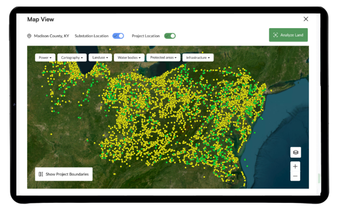 iQueue map view showing market signals and project locations